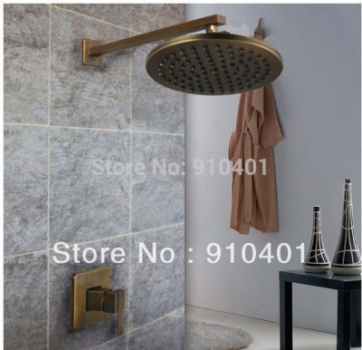 Wholesale And Retail Promotion Antique Brass Wall Mounted 8" Round Rain Shower Faucet Set Single Handle Mixer [Antique Brass Shower-549|]