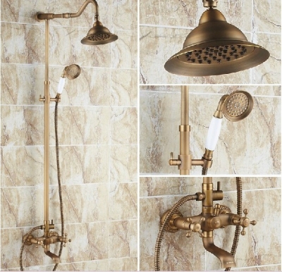 Wholesale And Retail Promotion Bathroom Luxury Antique Brass Shower Faucet Tub Mixer Tap Shower Set Dual Handle [Antique Brass Shower-533|]
