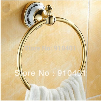 Wholesale And Retail Promotion NEW Modern Golden Bathroom Wall Mounted Towel Ring Towel Rack Holder Towel Bar [Towel bar ring shelf-5008|]