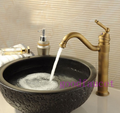 wholesale and retail new deck mounted antique brass bathroom basin faucet vessel sink mixer tap single handle [Antique Brass Faucet-447|]