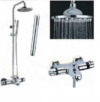 Whole Sale And Retail Promotion NEW Chrome Rain Thermostatic Shower Faucet Bathroom Tub Mixer Tap W/ Hand Shower [Chrome Shower-2477|]