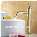 Wholesale And Promotion Deck Mounted Golden Finish Bathroom Basin Faucet Single Handle Sink Mixer Tap