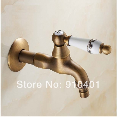 Wholesale And Retail Promotion Antique Brass Ceramic Washing Machine Faucet Wall Mounted Sink Tap Wall Mounted [Washing Machine Faucet-5265|]