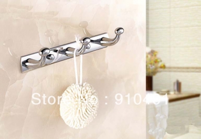 Wholesale And Retail Promotion Chrome Brass Wall Mounted Row Clothes Hooks Towel Hat Hook & Hangers 3 Robe Hook [Hook & Hangers-3026|]