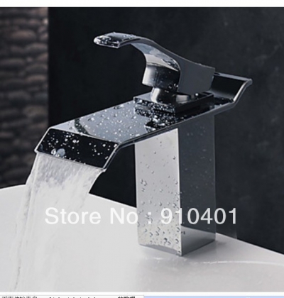 Wholesale And Retail Promotion Modern Chrome Brass Square Waterfall Bathroom Basin Faucet Single Lever Mixer [Chrome Faucet-1252|]