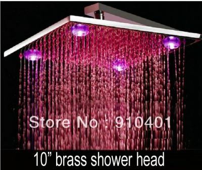 Wholesale And Retail Promotion NEW Design Wall Mounted 10" Brass Rain Shower Head LED Color Changing Shower
