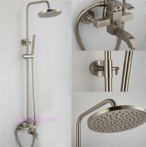Wholesale And Retail Promotion NEW Luxury Brushed Nickel Bathroom Rain Shower Head & Bathtub Faucet Shower Set