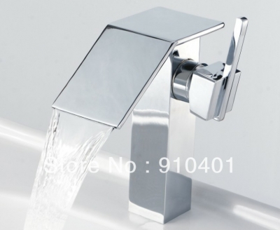 Wholesale and Retail Promotion Deck Mounted Waterfall Bathroom Basin Faucet Sink Mixer Tap Single Handle Chrome [Chrome Faucet-1197|]