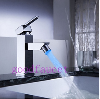 !3 colors changing Beautiful LED Bathroom Basin Sink Mixer Tap Chrome Finish Solid Brass Faucet Hot & Cold Tap [LED Faucet-3245|]