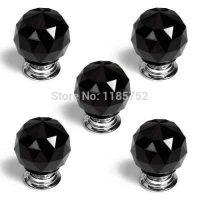 10PCS 40mm Brand New Sparkle Black Glass Crystal Cabinet Pull Drawer Handle Kitchen Door Wardrobe Cupboard Knob Free Shipping [Knobs-117|]
