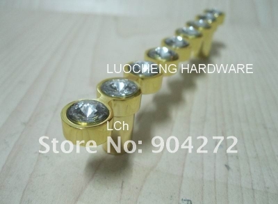 50PCS/ LOT 140 MM CLEAR CRYSTAL HANDLE WITH ALUMINIUM ALLOY GOLD METAL PART [holetohole96mm-313|]