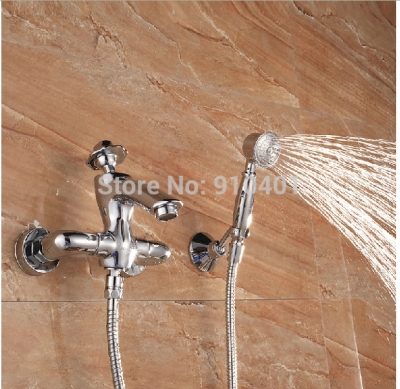Wholesale And Retail Promotion NEW Polished Chrome Brass Bathroom Tub Faucet Hand Shower Wall Mounted Mixer Tap [Wall Mounted Faucet-5173|]