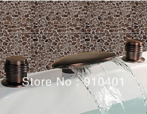 Wholesale And Retail Promotion NEW Widespread Oil Rubbed Bronze Waterfall Bathroom Basin Sink Faucet Mixer Tap