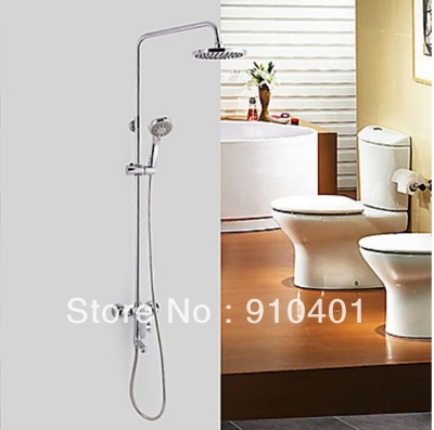 Wholesale And Retail Promotion Wall Mounted 8" Round Shower Head Rain Shower Faucet Set Bathtub Mixer Shower [Chrome Shower-2220|]