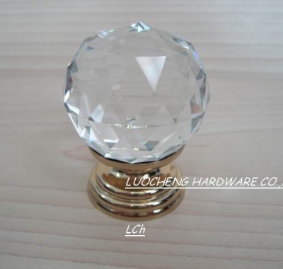 12PCS/LOT 40MM CLEAR CUT CRYSTAL CABINET KNOB WITH K-GOLD FINISH BRASS BASE [Diameter40mm-217|]