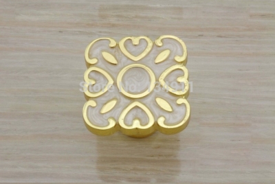 6pcs Square Cabinet Handles Gold White Flower Door Handle [HighQualityHandle-145|]