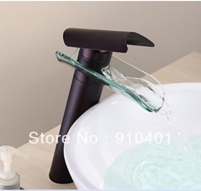 Contemporary Promotion NEW Oil Rubbed Bronze Waterfall Bathroom Basin Faucet Glass Spout Sink Mixer Tap [Oil Rubbed Bronze Faucet-3772|]