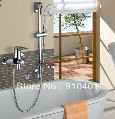 Wholdsale And Retail Promotion Wall Mounted Bathroom Tub Mixer Tap Shower Faucet Set With Handle Shower Chrome Finished Brass [Chrome Shower-1858|]
