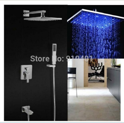 Wholesale And Retail Promotion Luxury LED Color Changing 8"Brass Rain Shower Faucet Tub Mixer Tap Hand Shower [LED Shower-3351|]
