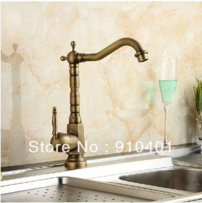 Wholesale And Retail Promotion Luxury Swivel Spout Deck Mounted Kitchen Faucet Sink Mixer Tap Antique Brass [Antique Brass Faucet-392|]