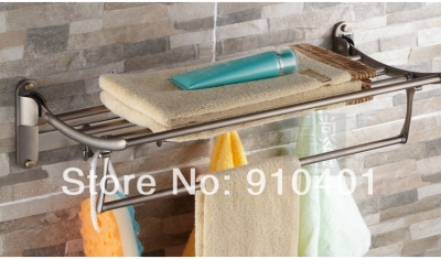 Wholesale And Retail Promotion Modern Antique Bronze Bath Shelf Towel Racks Holder Towel Bar W/ Hooks Hangers [Towel bar ring shelf-5035|]