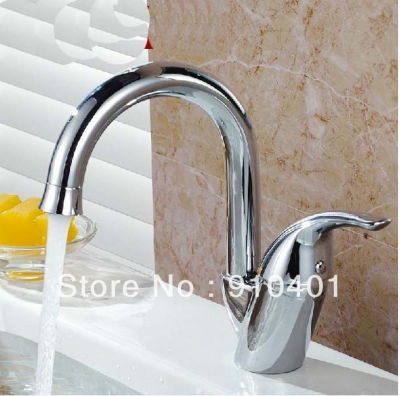 Wholesale And Retail Promotion Modern Deck Mounted Chrome Brass Bathroom Faucet Hot Cold Water Sink Mixer Tap [Chrome Faucet-1694|]