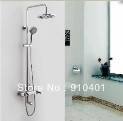 Wholesale And Retail Promotion NEW Wall Hung Shower Faucet Set Chrome Finish Shower Mixer Tap w/Adjustable Bar [Chrome Shower-1885|]
