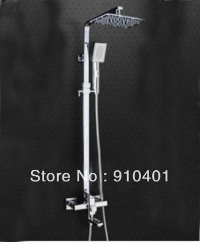 Wholesale /Retail Promotion Chrome Finish 8" Square Rain Shower Faucet Set Bathtub Mixer Tap Chrome Finish [Chrome Shower-1935|]