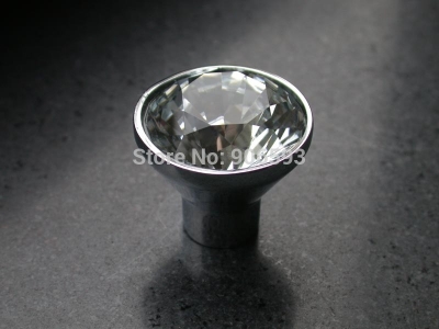 Clear diamond crystal cabinet knob\\35pcs lot free shipping\\30mm\\zinc alloy base\\chrome plated [Crystal furniture knob-66|]