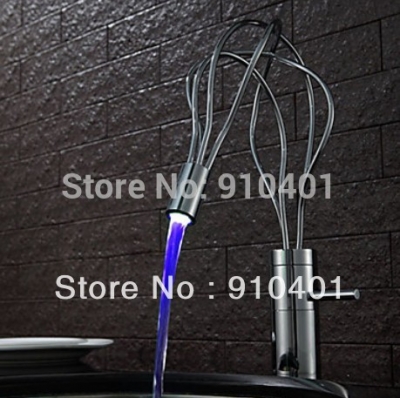 Luxury Temperature LED Bathroom Sink Faucet Basin Mixer Tap Chrome Finish Single Handle Hole [LED Faucet-3186|]