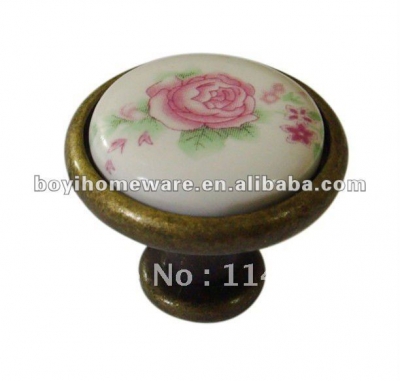 Pink rose furniture knob wholesale and retail shipping discount 100pcs/lot Y41-AB [BronzeZincAlloyHandlesandKnobs-82|]