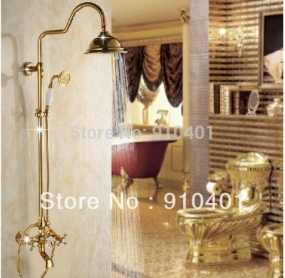 Wholesale And Retail Promotion Luxury Golden 8" Rain Shower Set Faucet Bathtub Shower Column Shower Mixer Tap [Golden Shower-2946|]