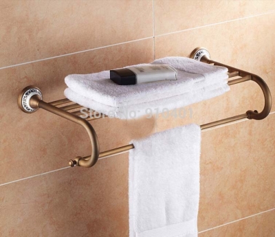 Wholesale And Retail Promotion Modern Antique Brass Bathroom Shelf Towel Rack Holder Towel Bar Ceramic Style [Towel bar ring shelf-4853|]