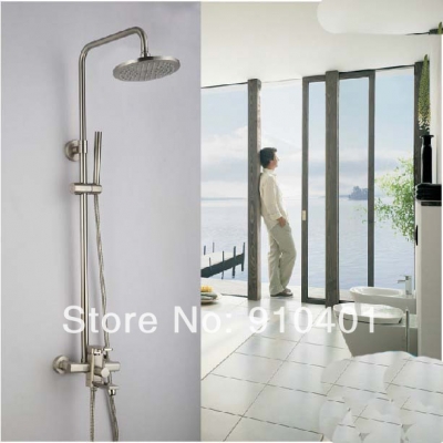 Wholesale And Retail Promotion NEW Luxury Wall Mounted Brushed Nickel Rain Shower Tub Mixer Tap Shower Column [Brushed Nickel Shower-813|]