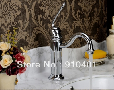 Wholesale And Retail Promotion NEW Polished Chrome Brass Bathroom Basin Faucet Swivel Spout Single Handle Hole [Chrome Faucet-1243|]