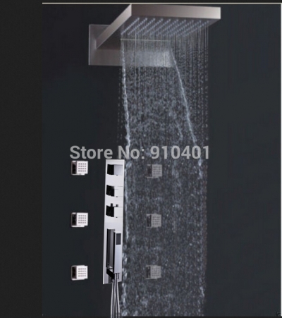 Wholesale And Retail Promotion NEW Wall Mounted Waterfall Shower Head Thermostatic Jets Sprayer W/ Hand Shower [Chrome Shower-2107|]