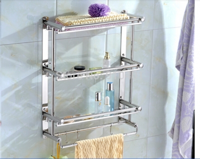 Wholesale And Retail Promotion Stainless Steel Wall Mounted Bathroom Caddy Shelf Towel Rack Holder Towel Bar [Storage Holders & Racks-4504|]