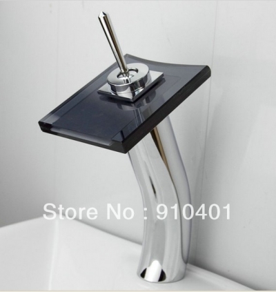Wholesale And Retail Promotion Tall Style Chrome Brass Bathroom Basin Faucet Black Glass Vanity Sink Mixer Tap [Chrome Faucet-1272|]