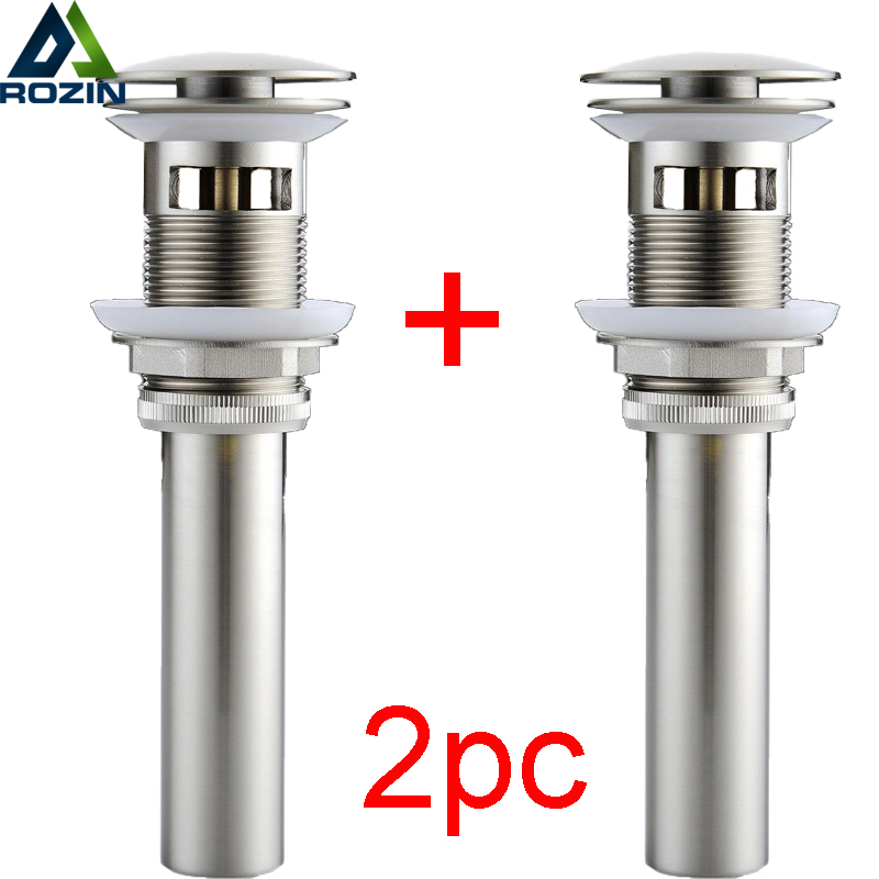 2pc brushed nickel bathroom pop up drain with overflow lavatory sink water drain