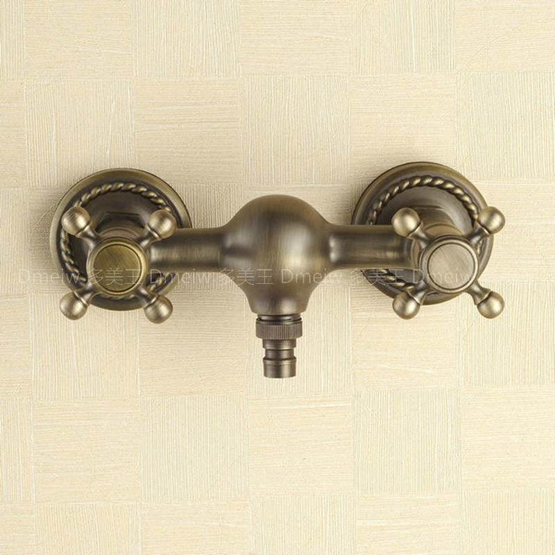 antique brass dual handle bath tub faucet wall mounted swivel tub filler mixer taps