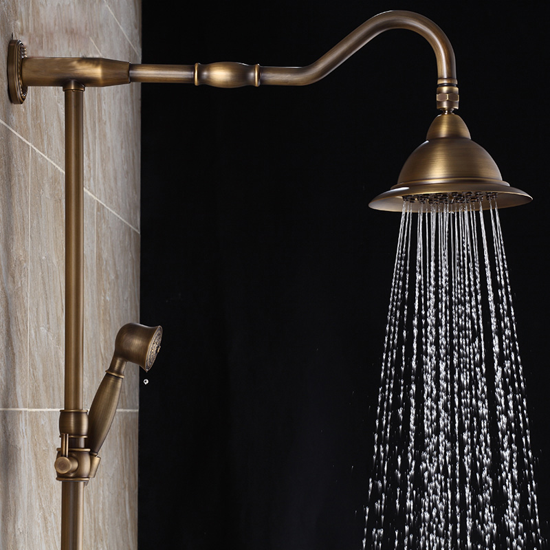 antique brass single handle brass mixer shower faucet wall mounted rainfall shower head bathtub spout shower mixer taps