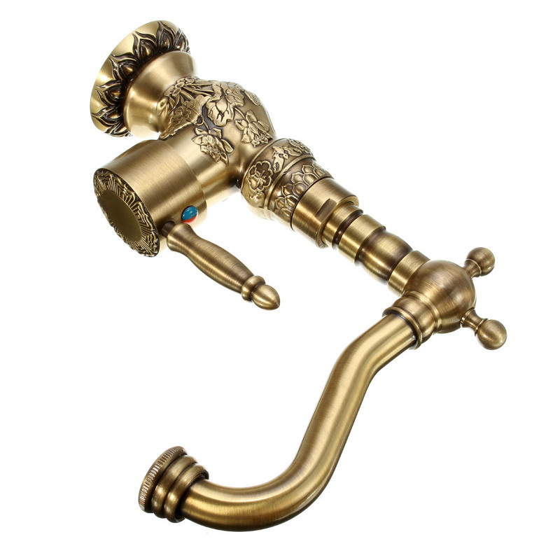 artistic bathroom rotate bathroom kitchen faucet single lever mixer taps antique brass pop up drain w/ overflow