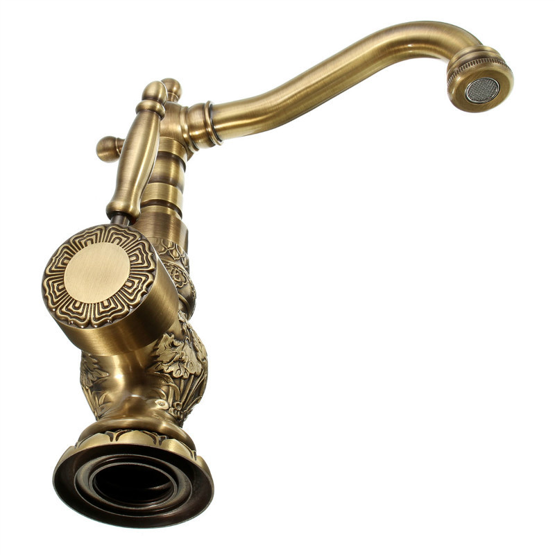 artistic bathroom rotate bathroom kitchen faucet single lever mixer taps antique brass pop up drain w/ overflow