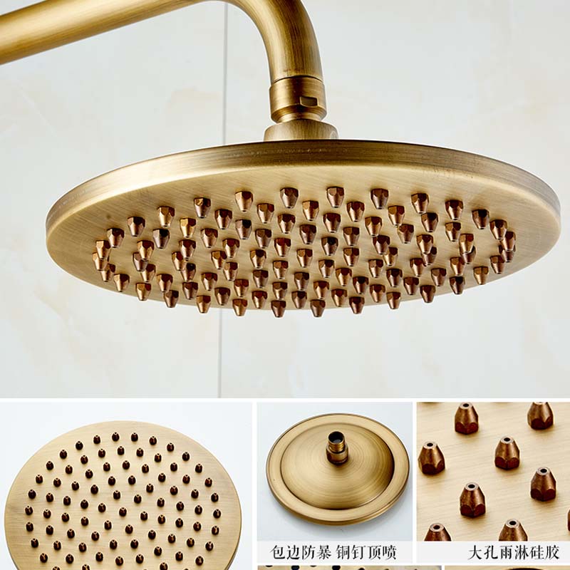 bathroom rainfall antique brass thermostatic shower set mixer tap dual handle shower faucet