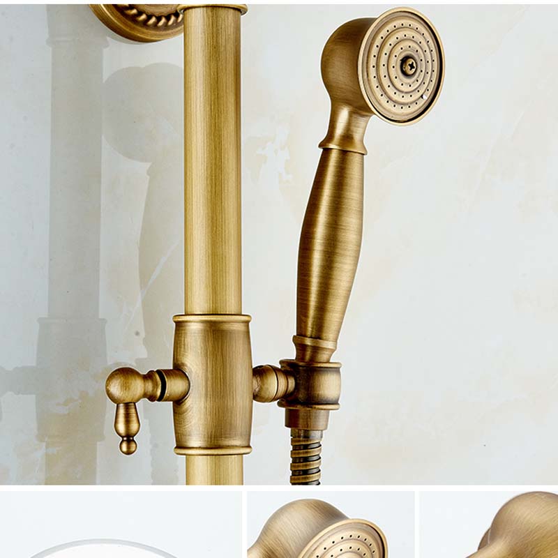 bathroom rainfall antique brass thermostatic shower set mixer tap dual handle shower faucet