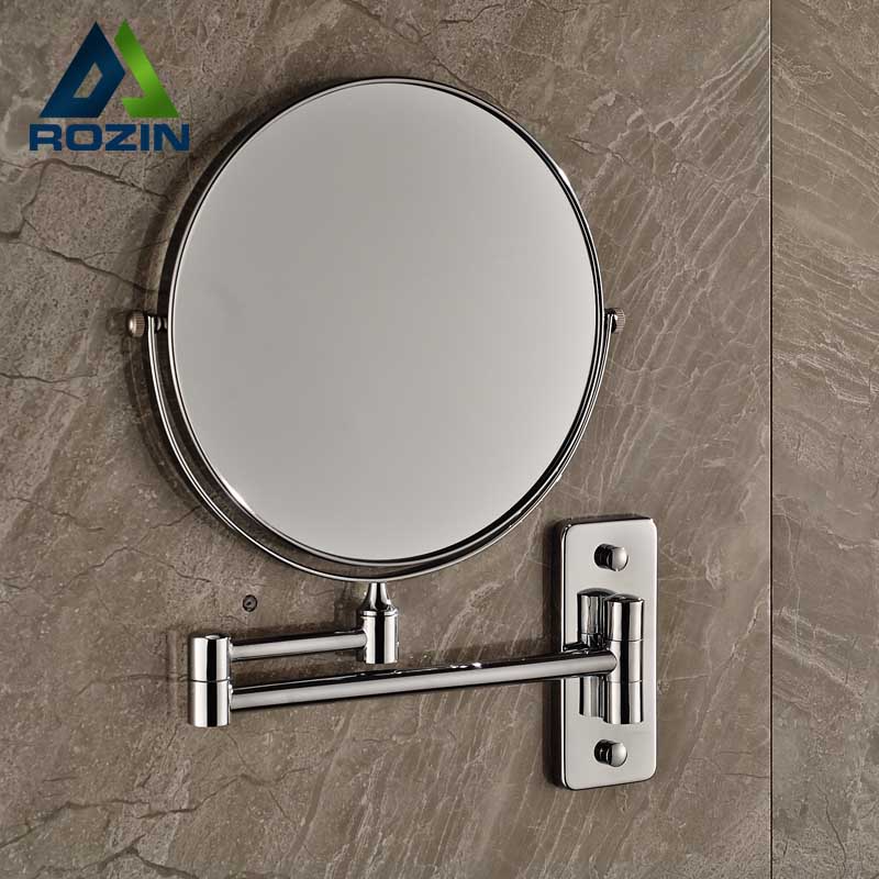 bathroom wall mounted extended folding arm makeup mirror 2-face magnifying bathroom mirror