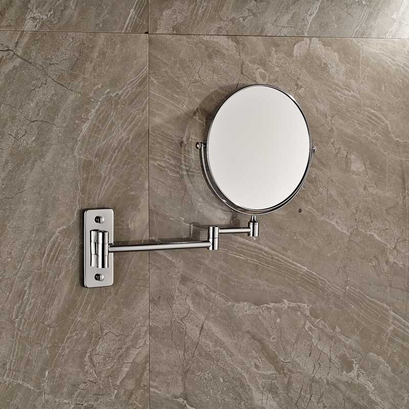 bathroom wall mounted extended folding arm makeup mirror 2-face magnifying bathroom mirror