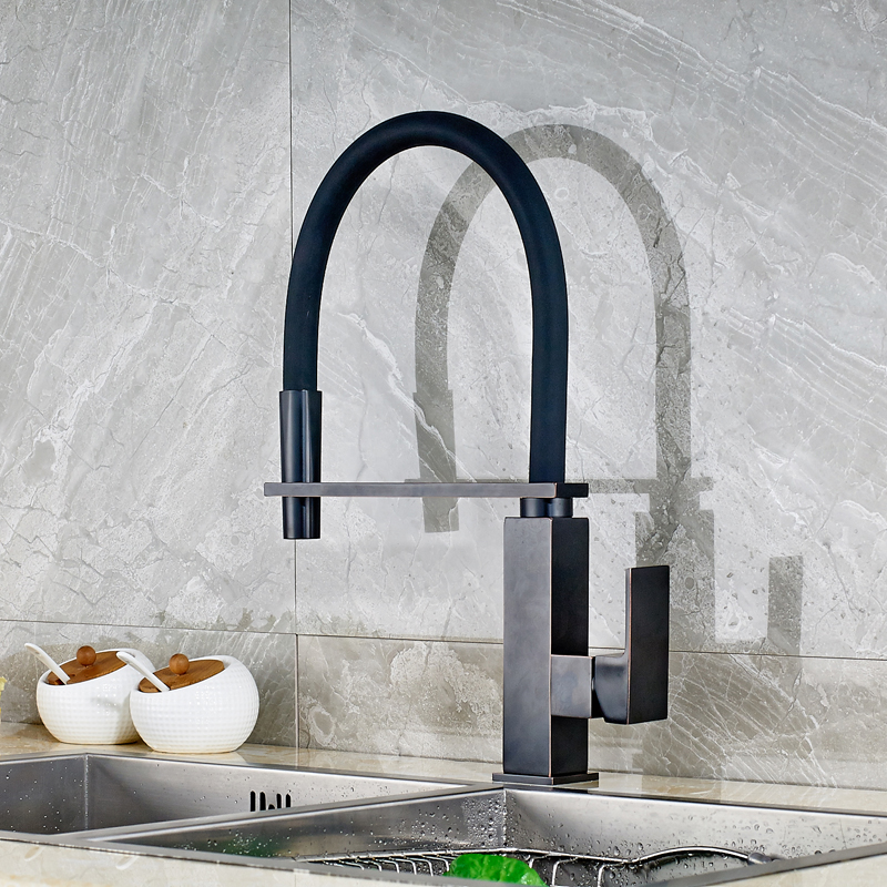 best quality new kitchen sink mixer taps one handle deck mounted single hole bathroom kitchen faucet black color