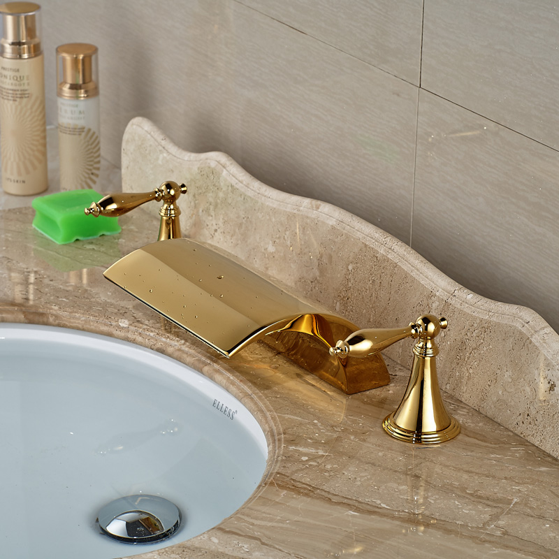 brass golden wash-basin cold water basin faucet dual handles washbasin mixer tap