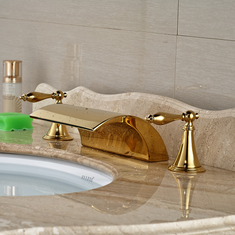 brass golden wash-basin cold water basin faucet dual handles washbasin mixer tap